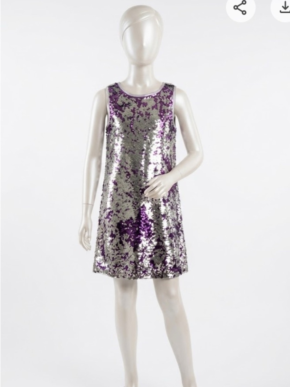 Purple & Silver Sequin Shift Dress for Girls